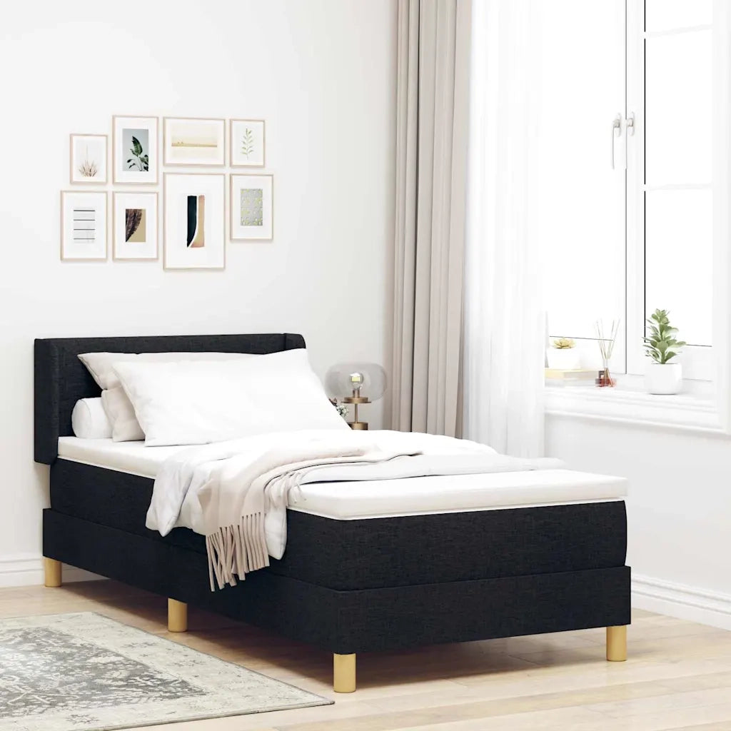 Letto a molle con materasso Nero 200 x 90 cm Tessuto 3341274