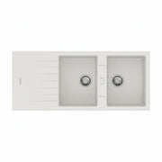 Lavello 116 cm da incasso in sintetico effetto granito due vasche - Bianco