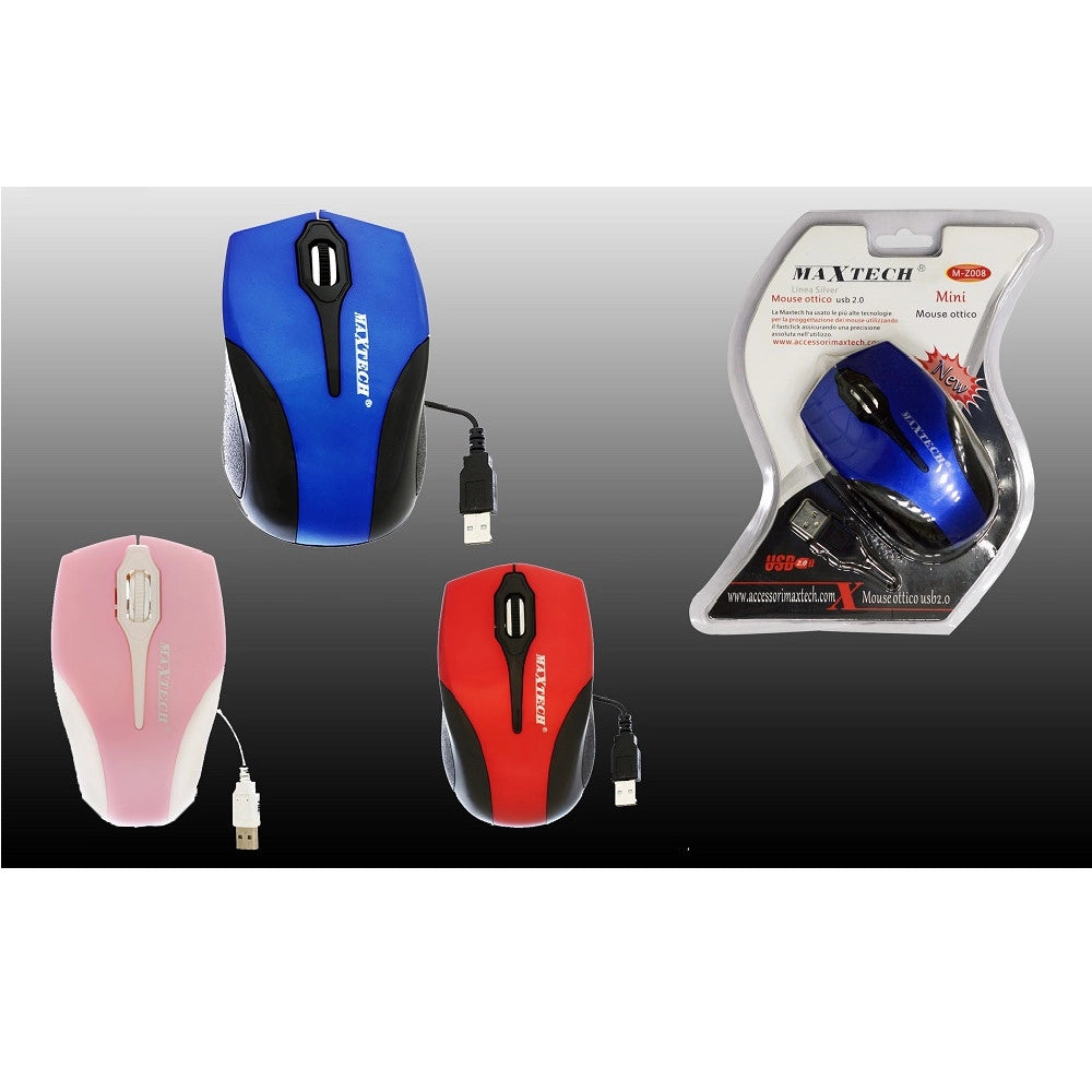 Trade Shop - Mouse Con Cavo Usb Ottico Mini Con Filo Per Computer Pc Portatile Notebook Maxtech M-z008 -