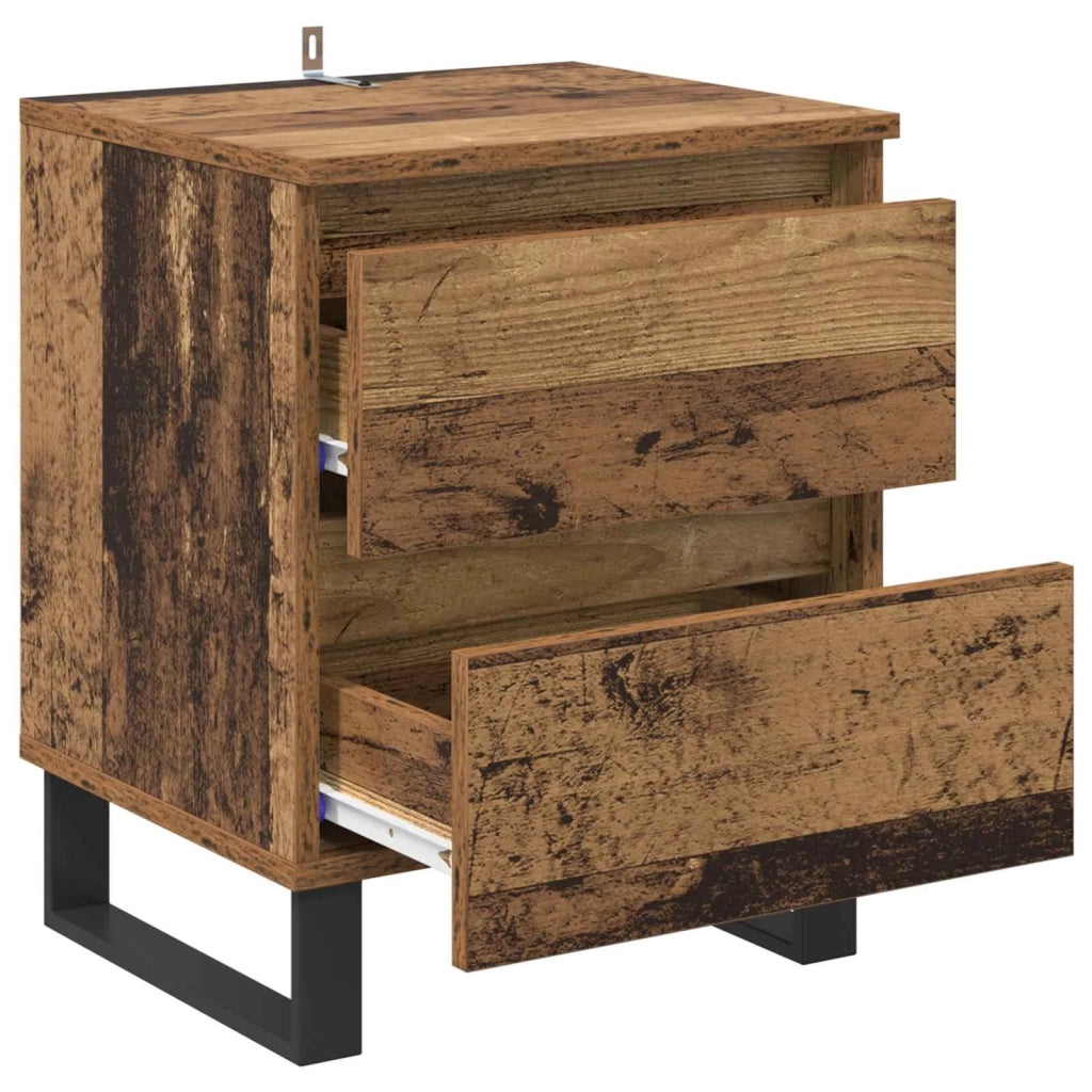 Set di 2 Comodini | Armadio da Notte | Mobiletto da notte Legno vecchio 40 x 35 x 50 cm