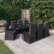 Set da Pranzo da Giardino 9 pz con Cuscini Nero 3099484
