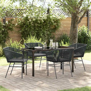 Set da Pranzo per Giardino con cuscino 5 pcs Nero