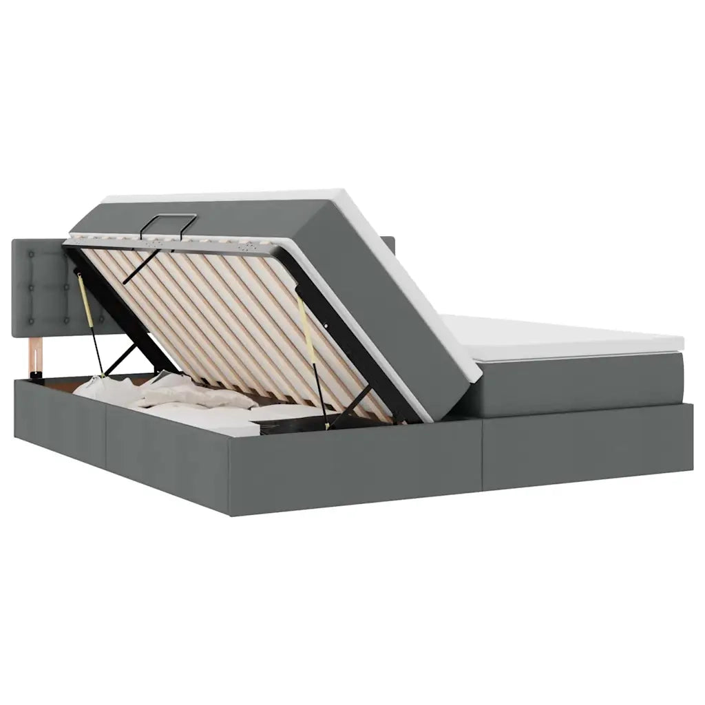 Letto con testiera Grigio scuro 200 x 200 cm Tessuto 3371592