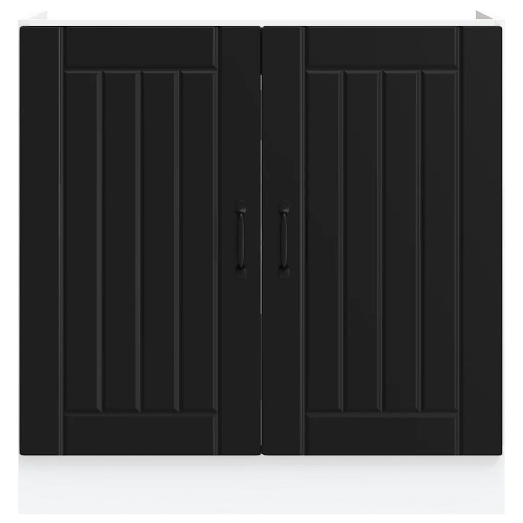 Mobile Base Lavello Lucca Nero in Legno Multistrato 853688