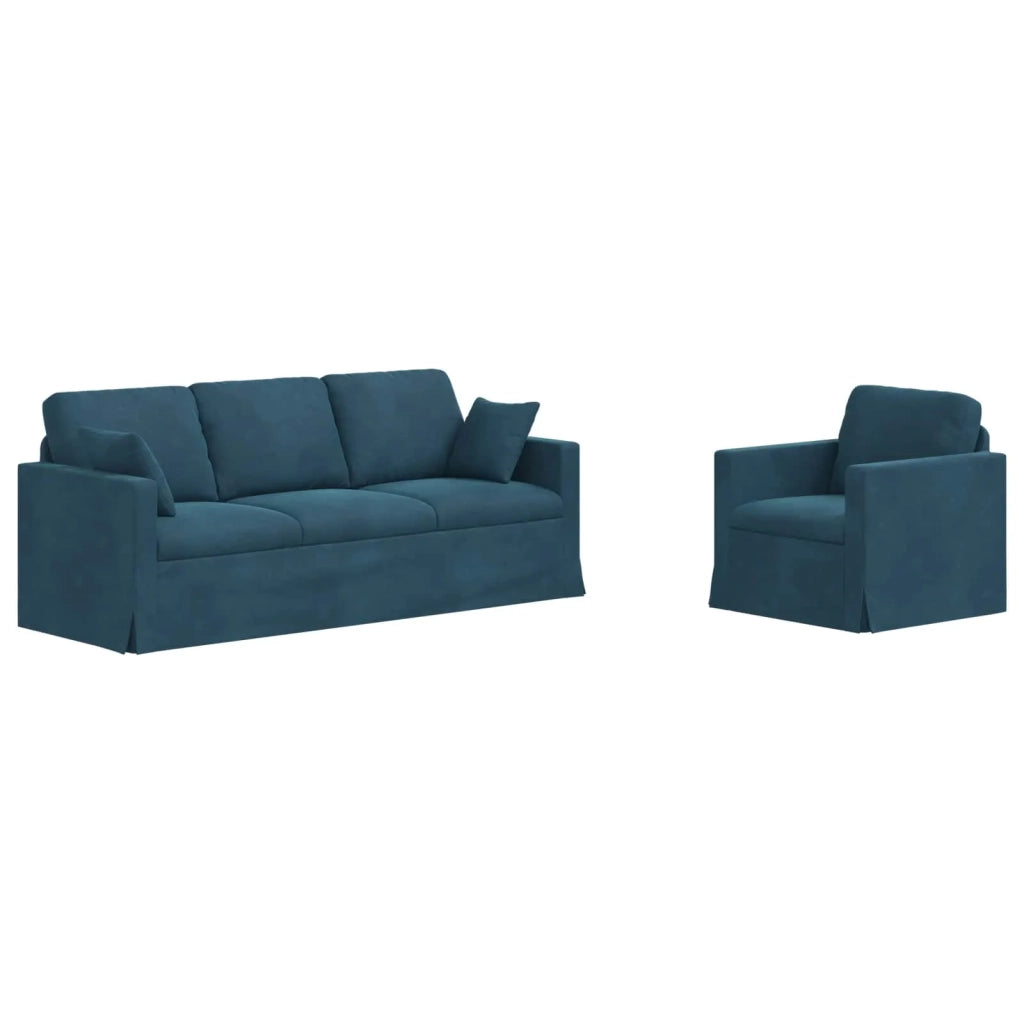 Set di divani 2 pcs Blu 198 x 78 x 80 cm Velluto 3407603
