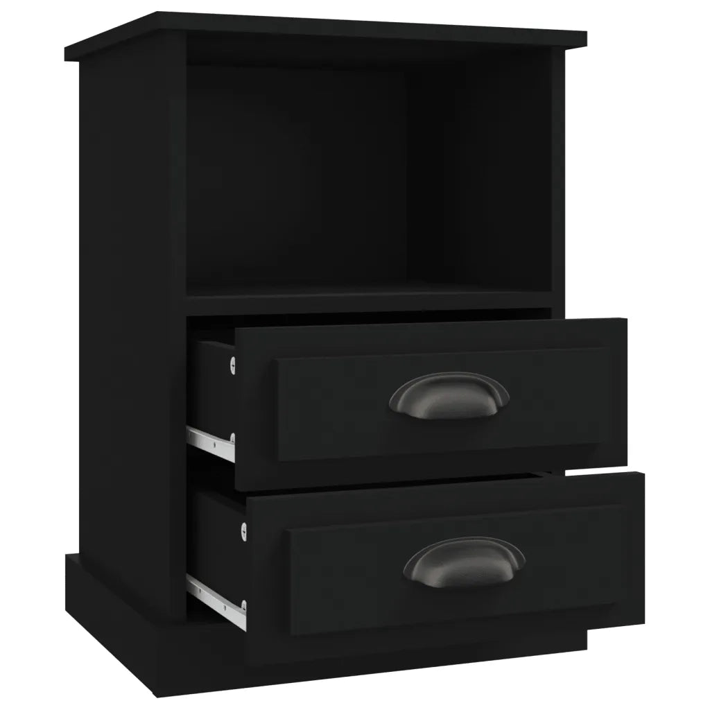 Set di 2 Comodini | Armadio da Notte | Mobiletto da notte Neri 43x36x60 cm