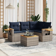 Set Divani da Giardino 5 pz con Cuscini Grigio in Polyrattan 3226782