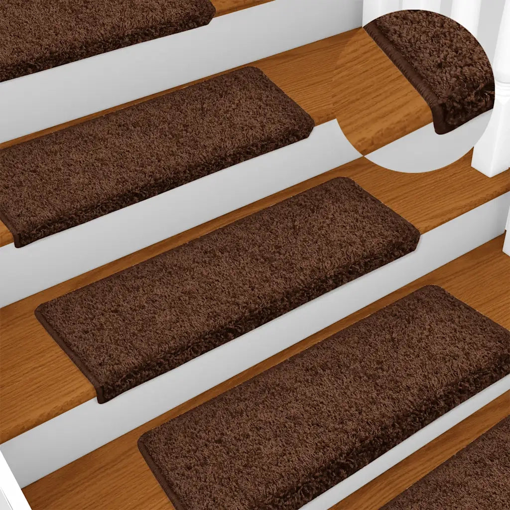 Tappetini per scale 30 pz | Gradini per Scale 65x21x4 cm Marrone Bordo rettangolare