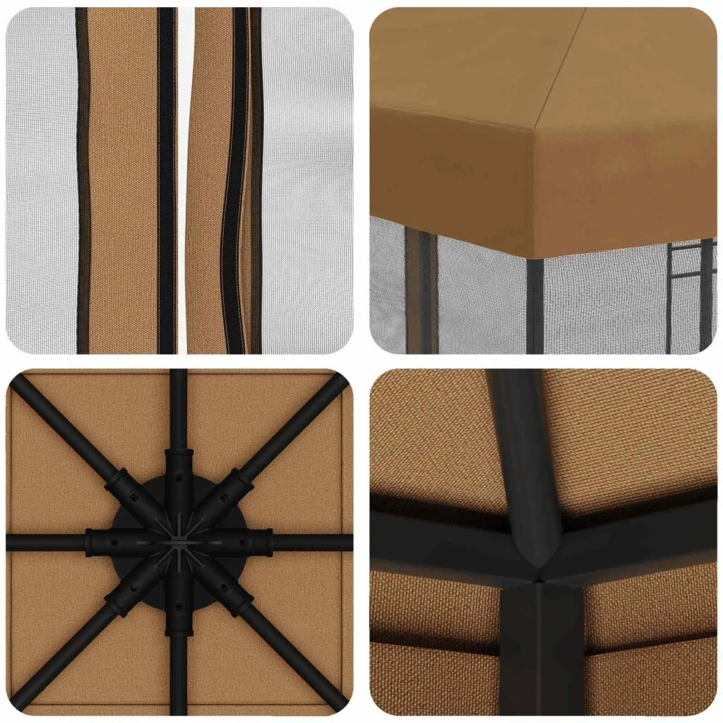 Gazebo da giardino con pareti laterali 3 x 3 m Beige 900337