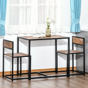 TAVOLO Set da 3 pezzi 90x47 cm MDF Naturale e acciaio zincato