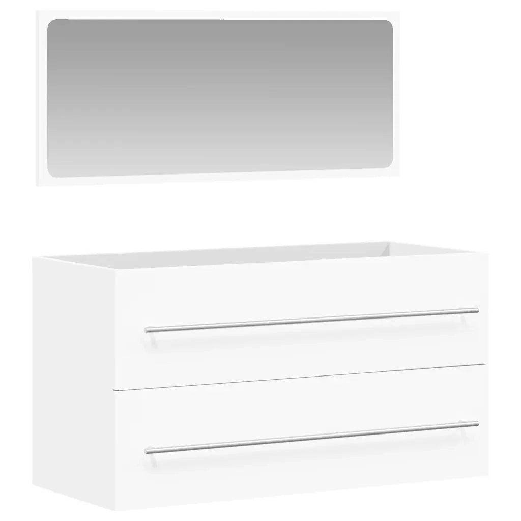 Mobile da Bagno con Specchio Bianco in Legno Multistratocod mxl 106066