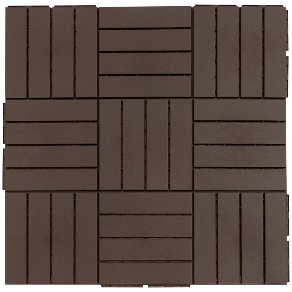 Set 9 Mattonelle a Incastro per Terrazzo ¨C Minimal ¨C Marrone 30x30x2cm