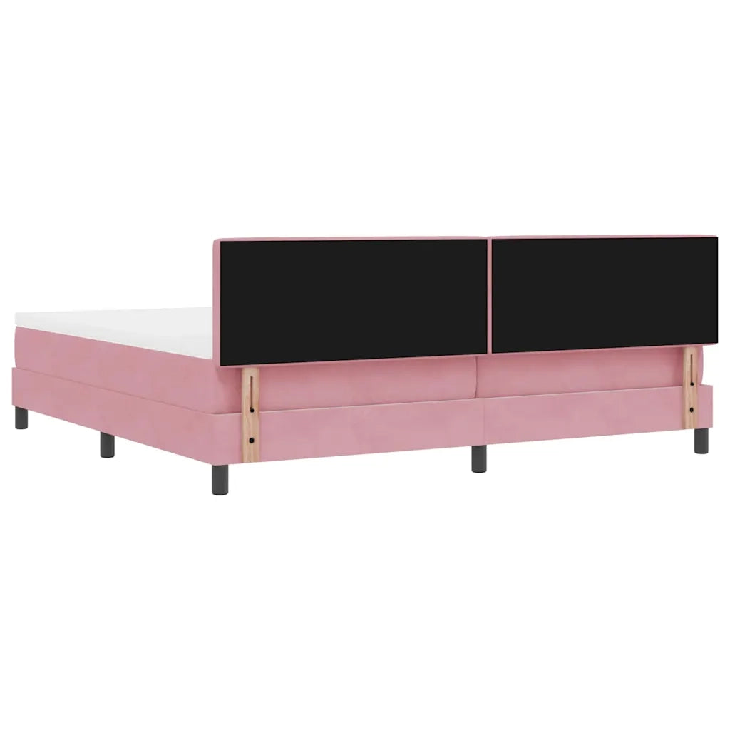 Letto a Sorgente LED con materasso Rosa 200 x 200 cm Velluto 3342745