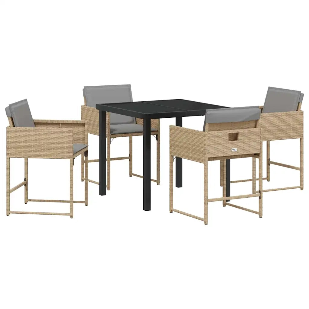 Set da Pranzo per Giardino 5 pcs Beige polyrattan