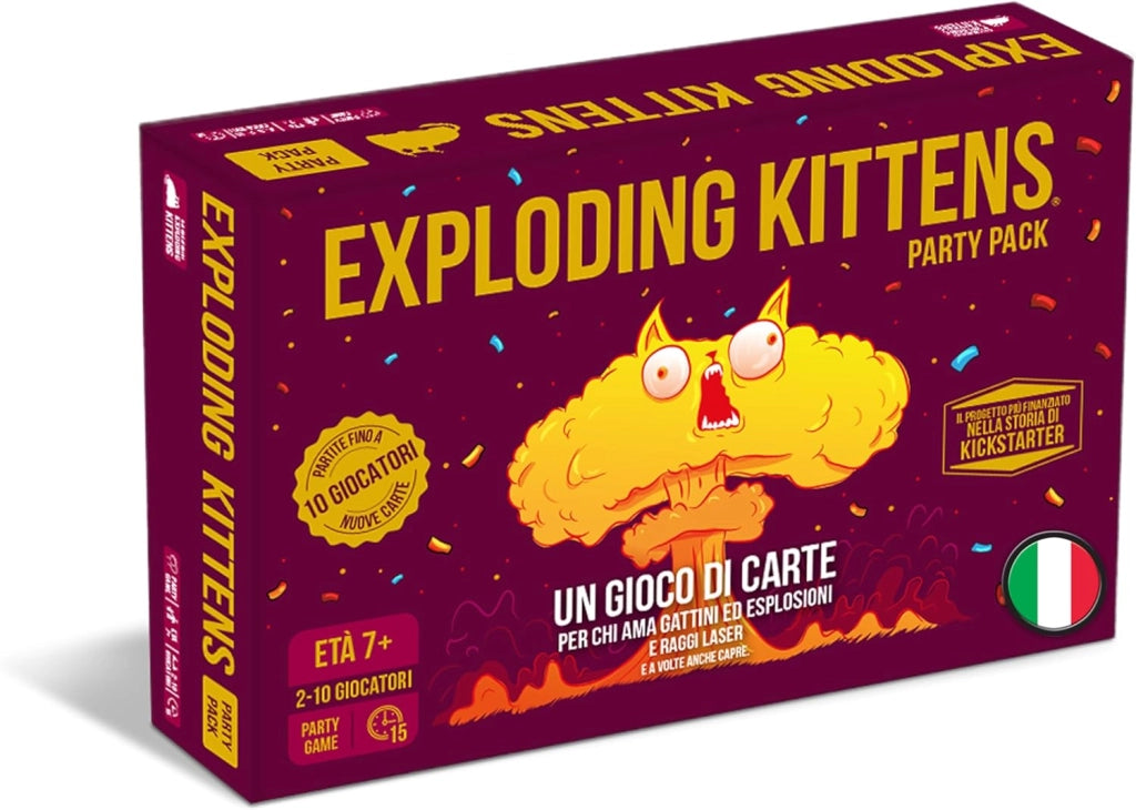 Exploding Kittens PARTY PACK  -Carte da Gioco ? Party Game Rapido ? 2-10 Giocatori ? Edizione in Italiano, Asmodee, Eta