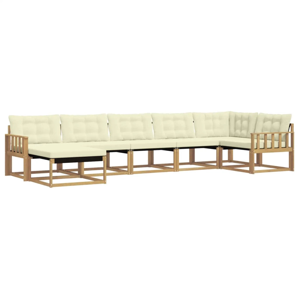 Set di divani da esterno con cuscino 7 pcs Bianco e Crema 3388896