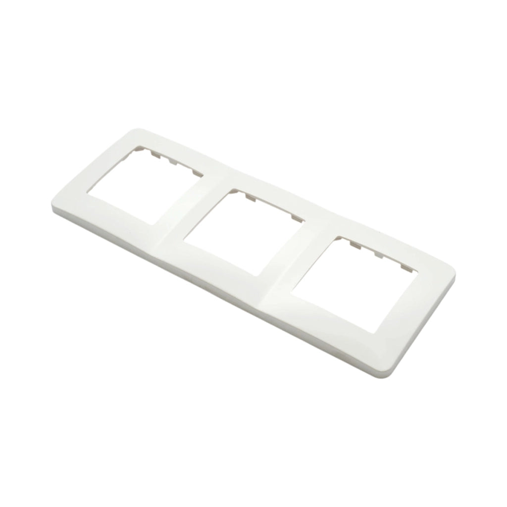 Cornice tripla bianca in PC per presa e interruttore 225x83 mm