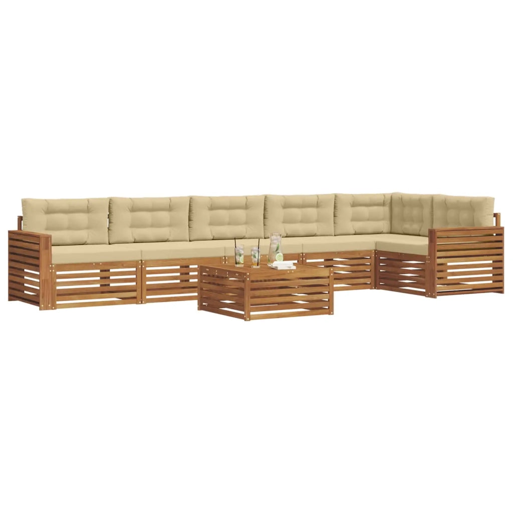 Set di divani da esterno con cuscino 7 pcs Naturale e Beige 3373588