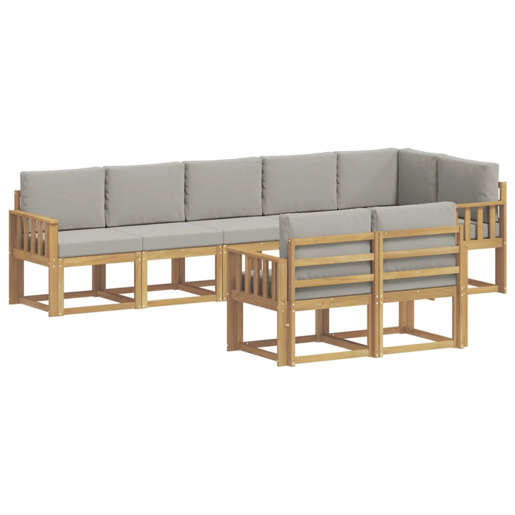 Set di divani da esterno 8 pz Bianco e Grigio Chiaro 3387800