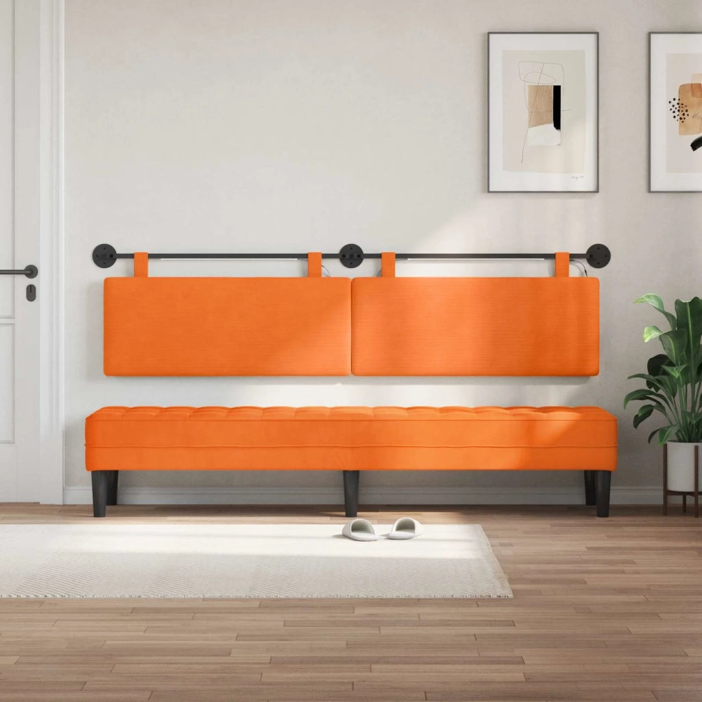 Testiera | Testata sospesa Con luce LED Arancione Tessuto in Cords