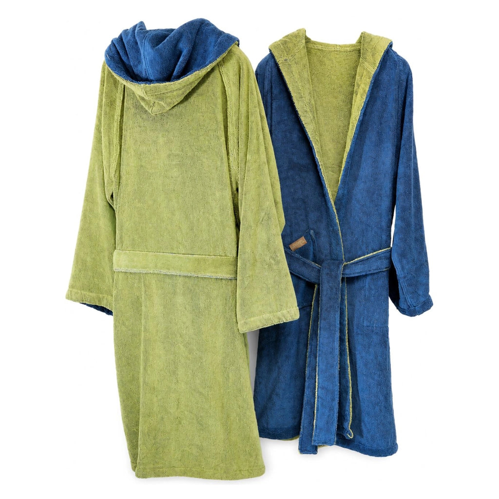 Sefane, Accappatoio 100% Cotone con Cappuccio Reversibile, blu Indaco