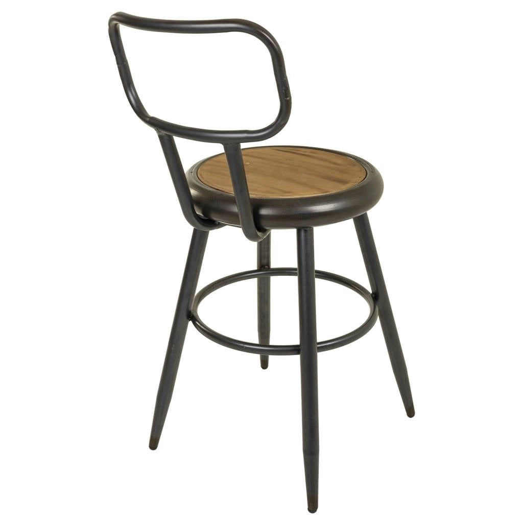 Sgabello in metallo e legno marrone 42x54x92h