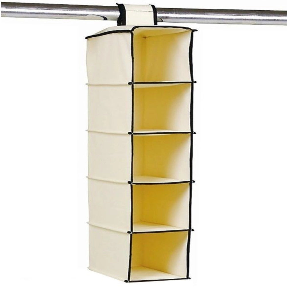 Trade Shop - Portaoggetti Pieghevole 5 Scomparti Armadio Portatile Appendibile Indumenti -