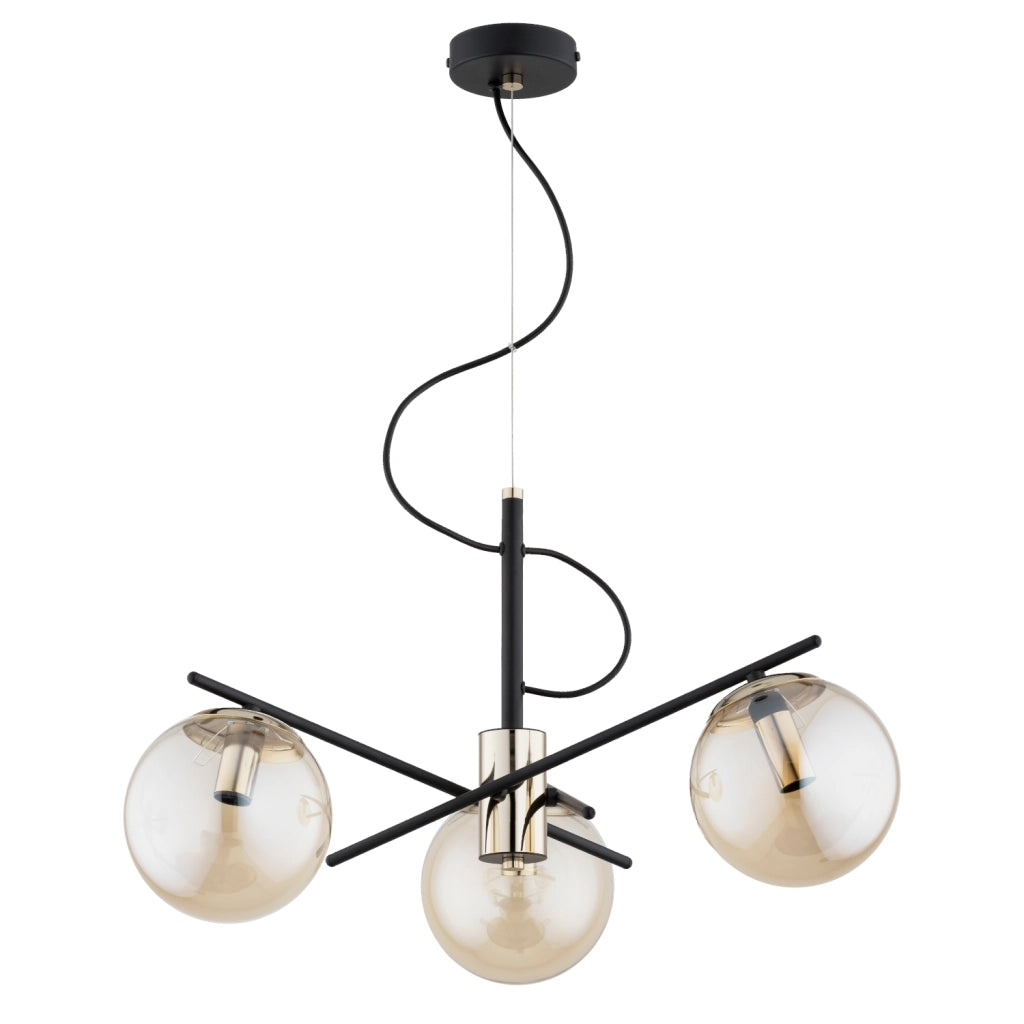Lampada a sospensione glamour nero-oro 3xE14 Taurus Alfa