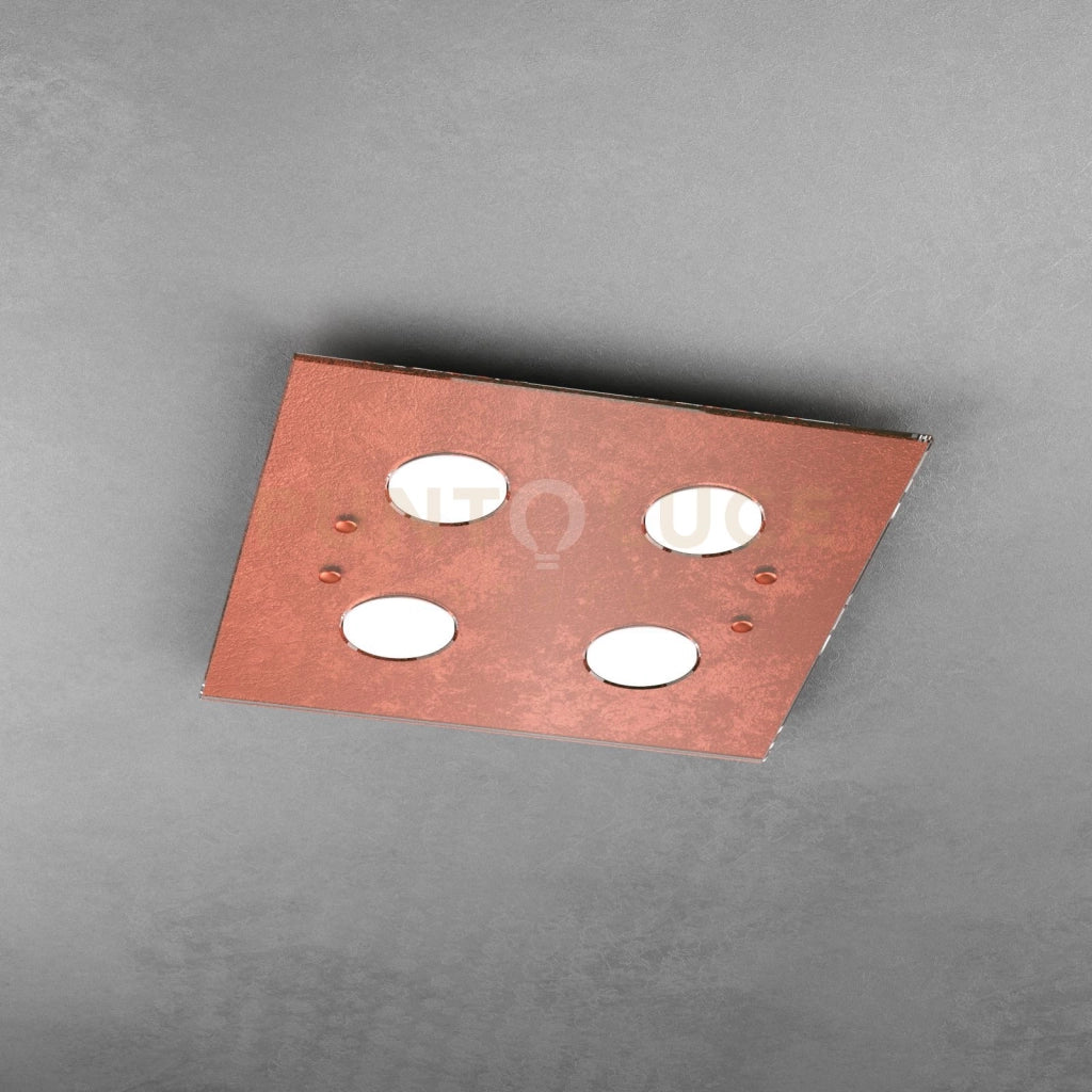 PATH PLAFONIERA 4 LUCI QUADRA FOGLIA RAME 1141-PL4-FR