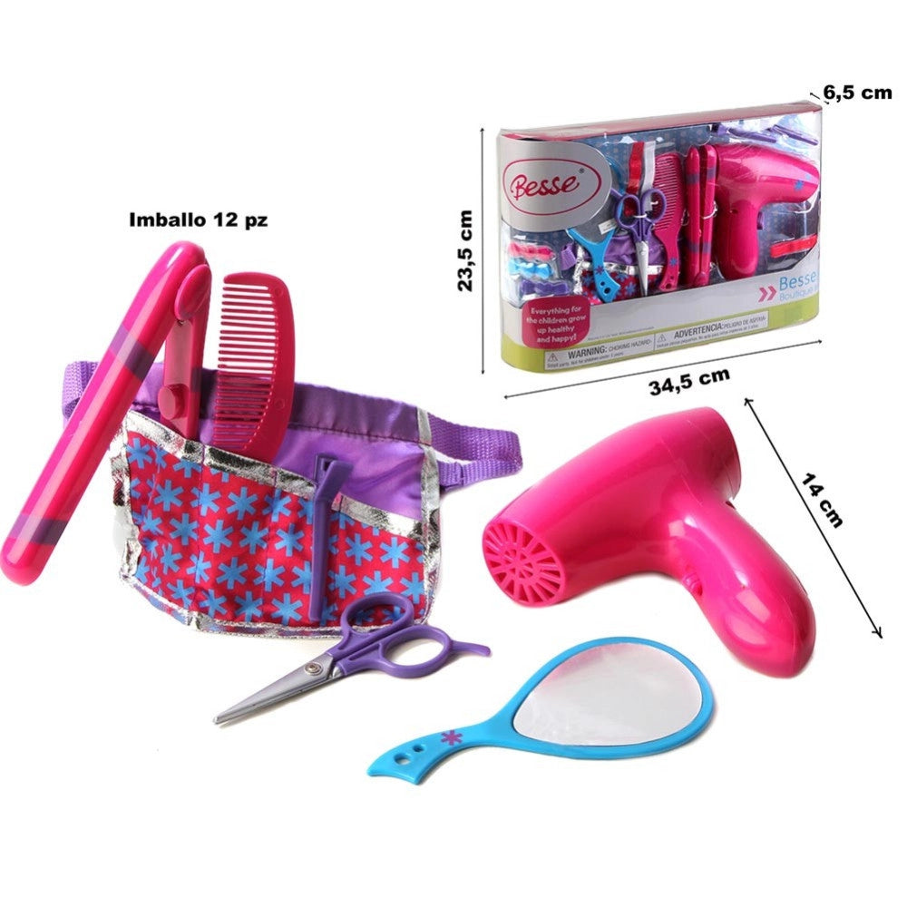 Trade Shop - Set Parrucchiera Per Bambini Con Phone Piastra Specchio E Accessori Per Capelli -