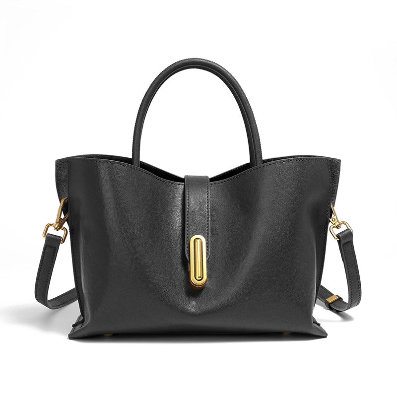 Borsa a tracolla da donna in vera pelle, nera