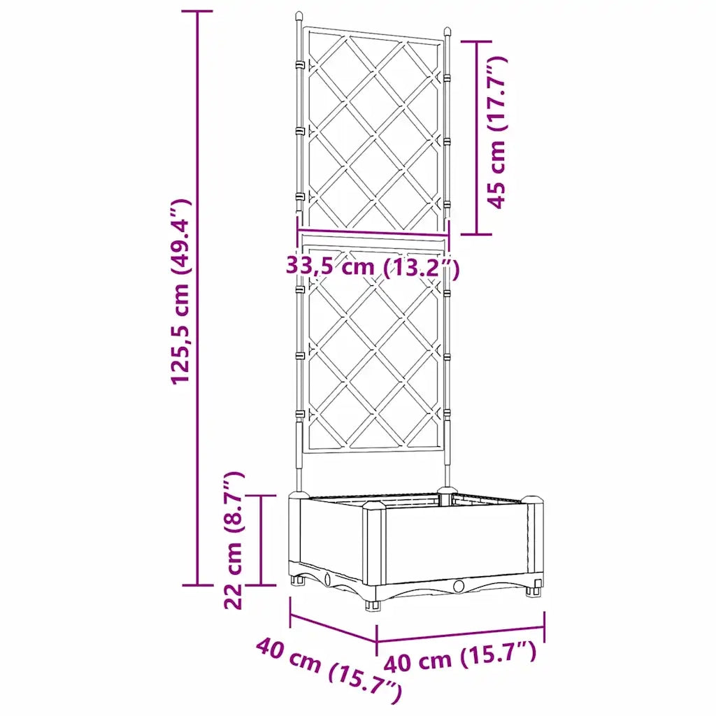 Vaso da giardino Marrone 40 x 40 x 125,5 cm Plastica 42002812