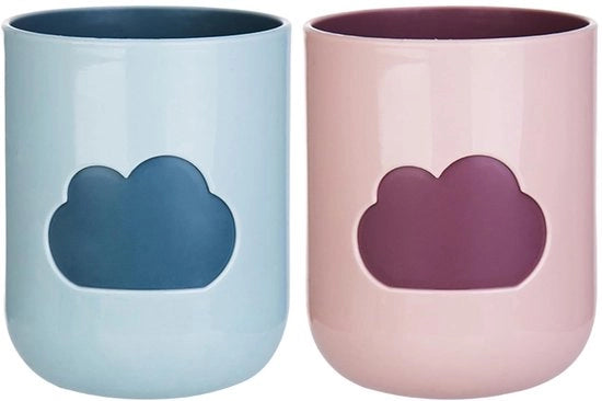 Tazza Antiscivolo Progettata - Riciclabile - Stacking - Leggera - 2 Pezzi - Disegno a Nuvole - Tazza da Bere