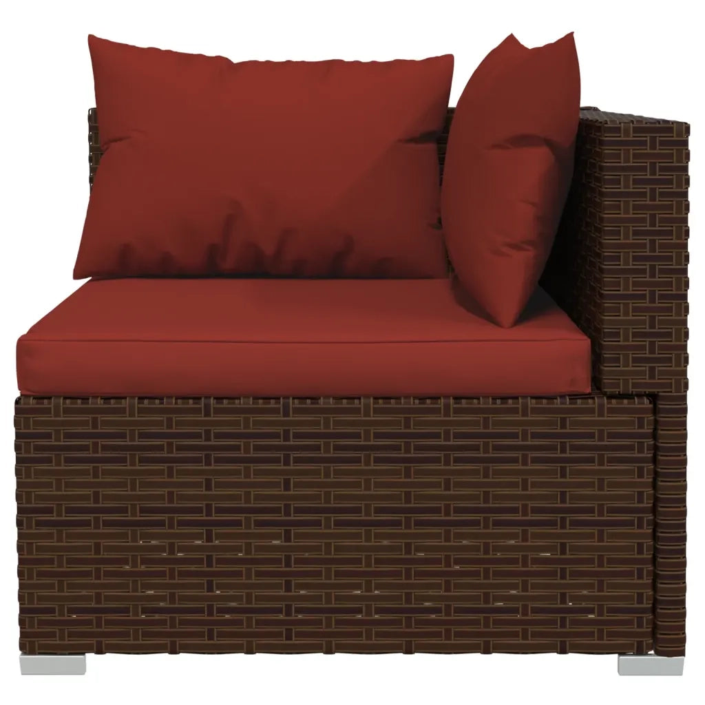 Set Divani da Giardino 11 pz con Cuscini in Polyrattan Marrone 3102811