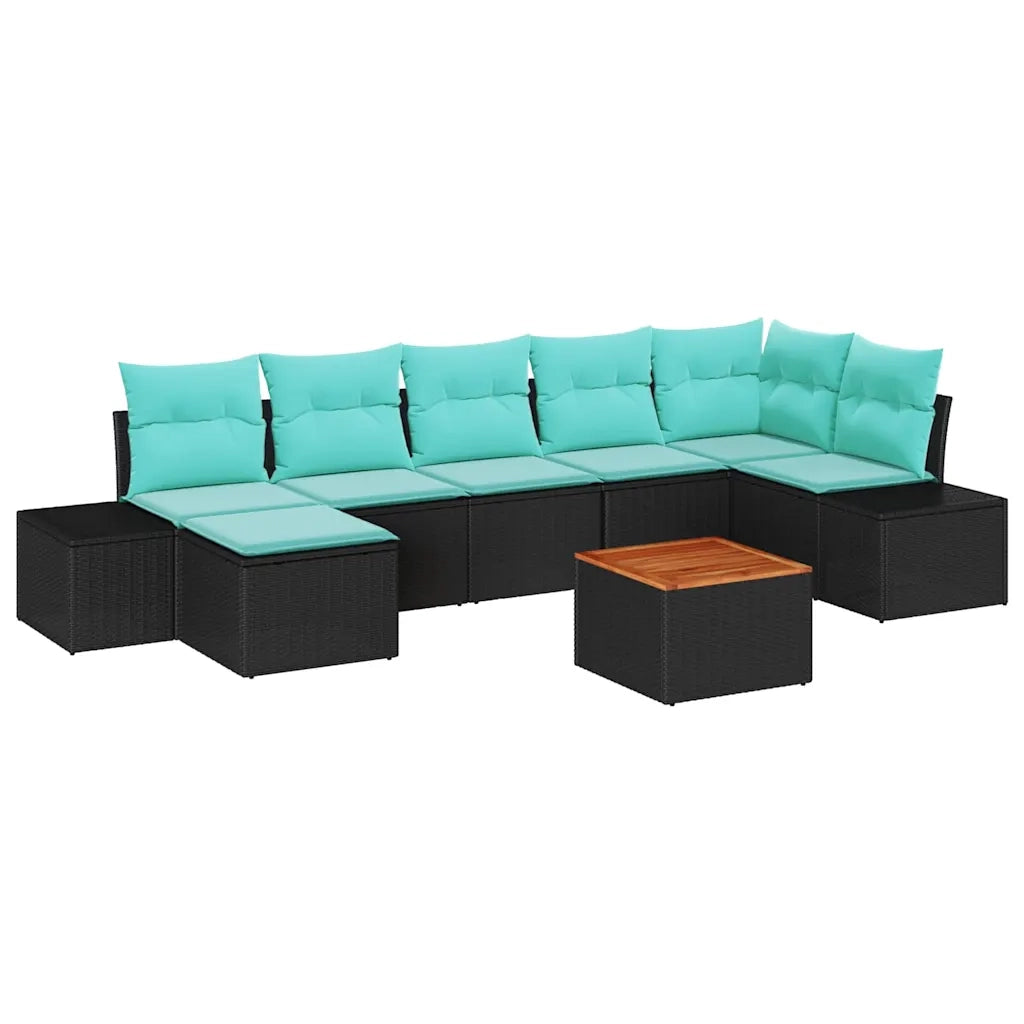 Set Divano da Giardino 8 pz Nero polyrattan 3347991