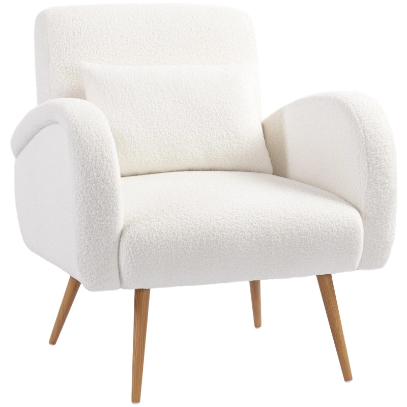 POLTRONA Relax 77x77x83 cm Fleece Crema con cuscino lombare
