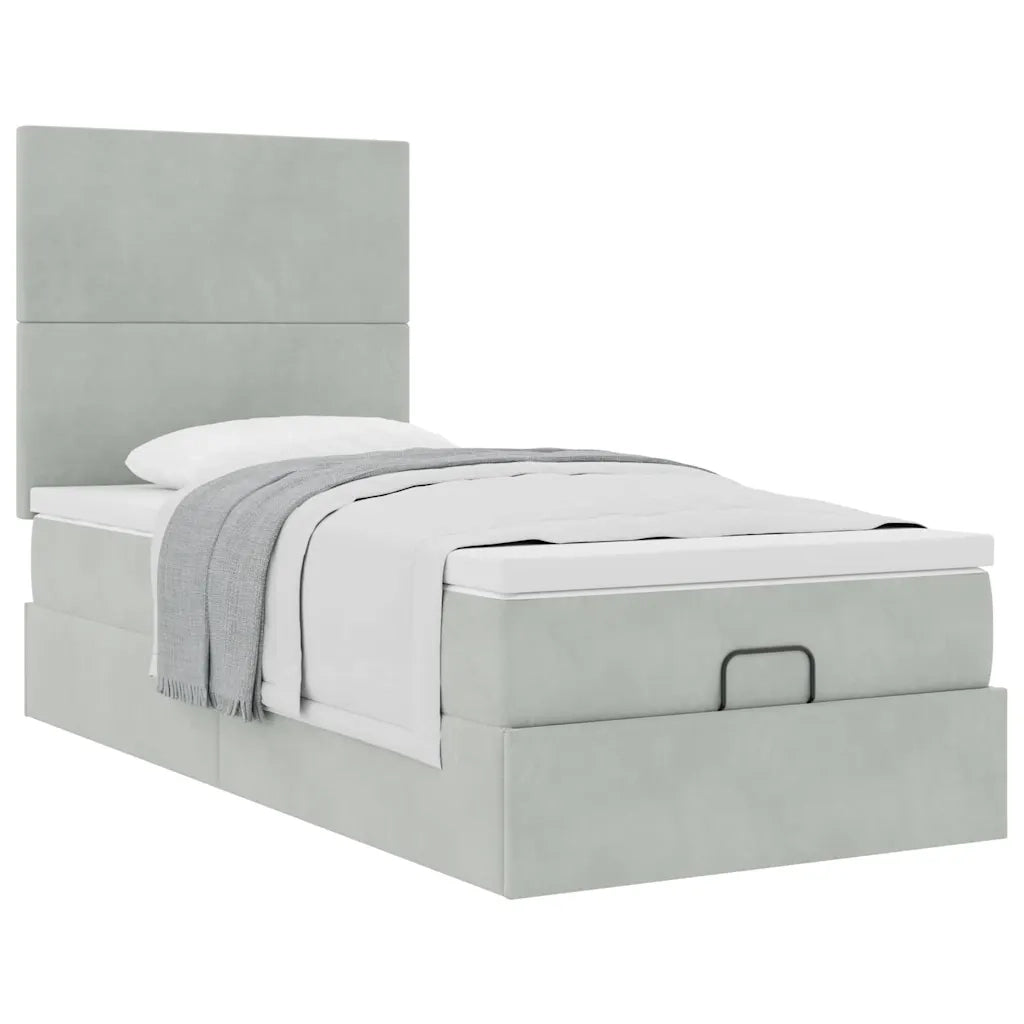 Struttura Letto Pouf con Materassi 90x190 cm in Velluto 3313367