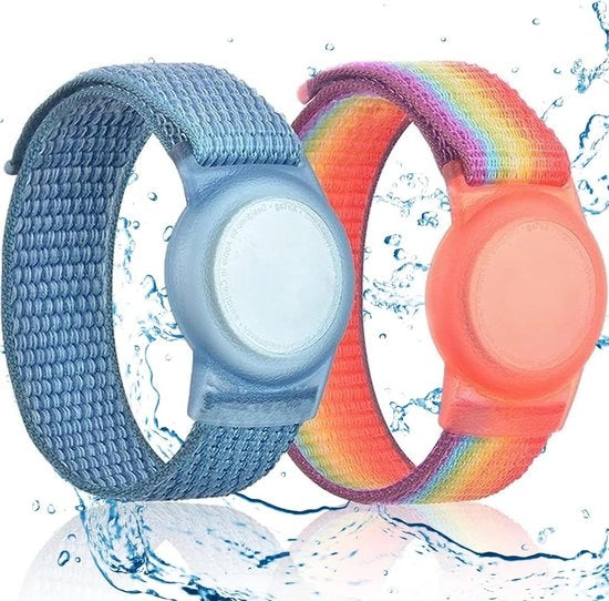Cinturini impermeabili per bambini AirTag | Set da 2 | Nylon soffice | Olografo GPS | Adatto per cinturini AirTag | Per bambini piccoli.