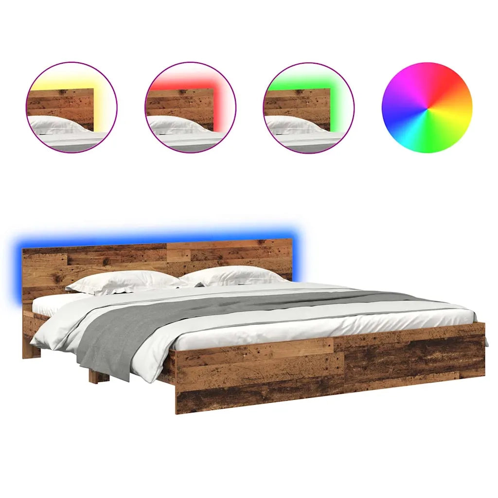 Letto matrimoniale | Letto per adulti | Struttura del letto con testiera Legno vecchio 180 x 200 cm