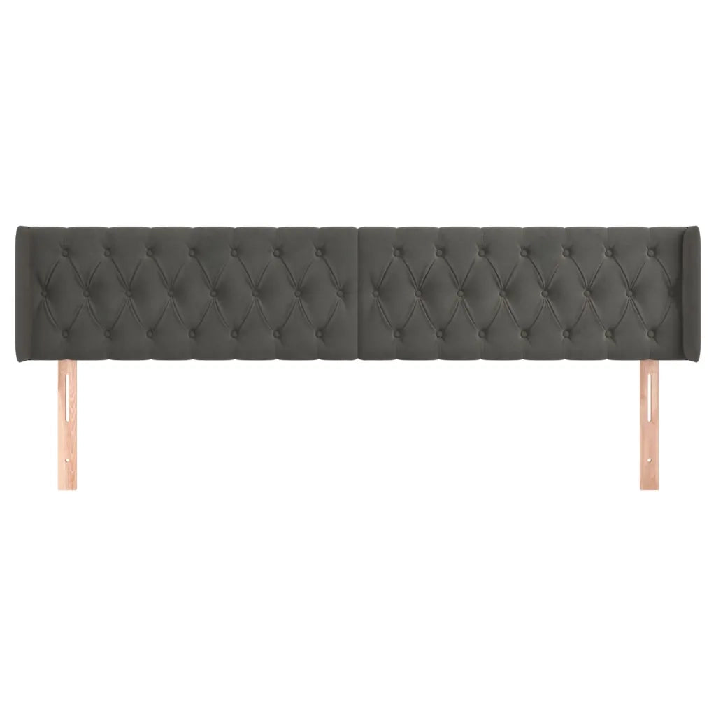 Testiera ad Orecchio-Testata con Orecchie Grigio Scuro 203x16x78/88 cm in Velluto 953590