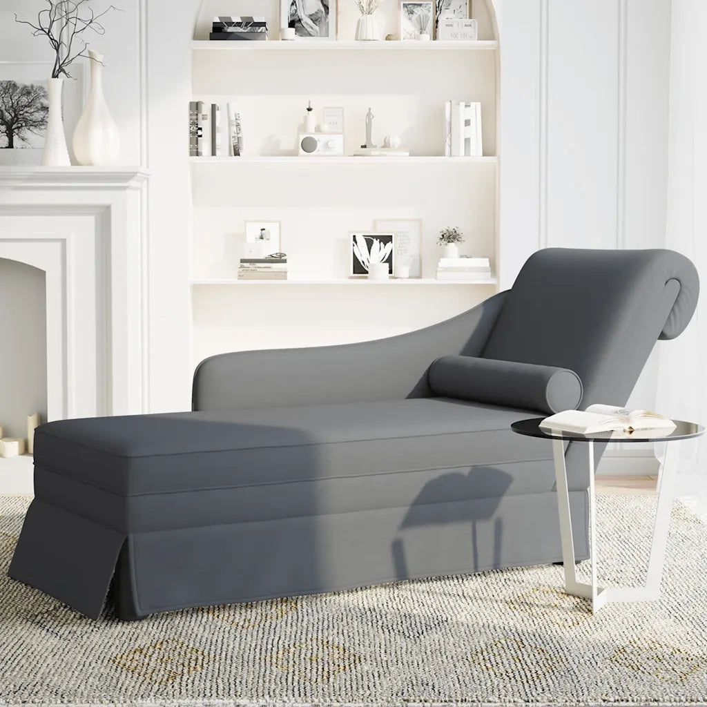 Sdraio con Capezzale e Bracciolo Destro in Velluto Grigio Scuro 4009783
