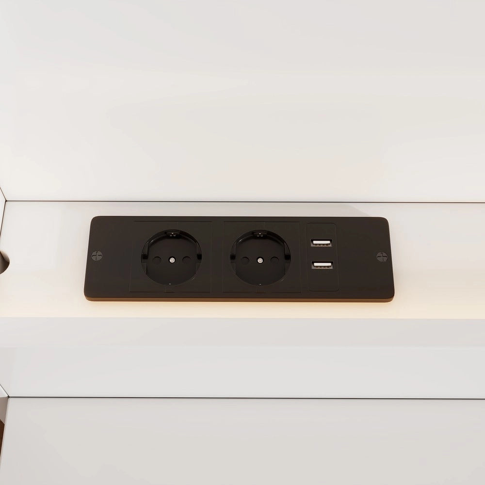 Letto Matrimoniale con LED, USB e 2 Comodini ¨C Xylo ¨C Bianco 180x200