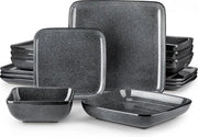 Set di Cucina Quadrata in Grigio - 16 pezzi - Per 4 Persone - Design Moderno