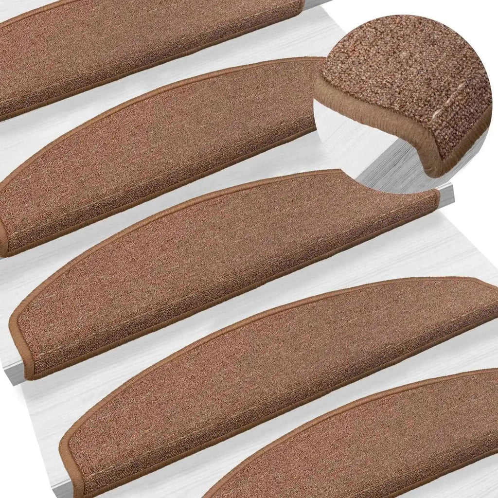 Tappetini per scale autoadesivi Semicircolare 15 pz | Gradini per Scale Marrone