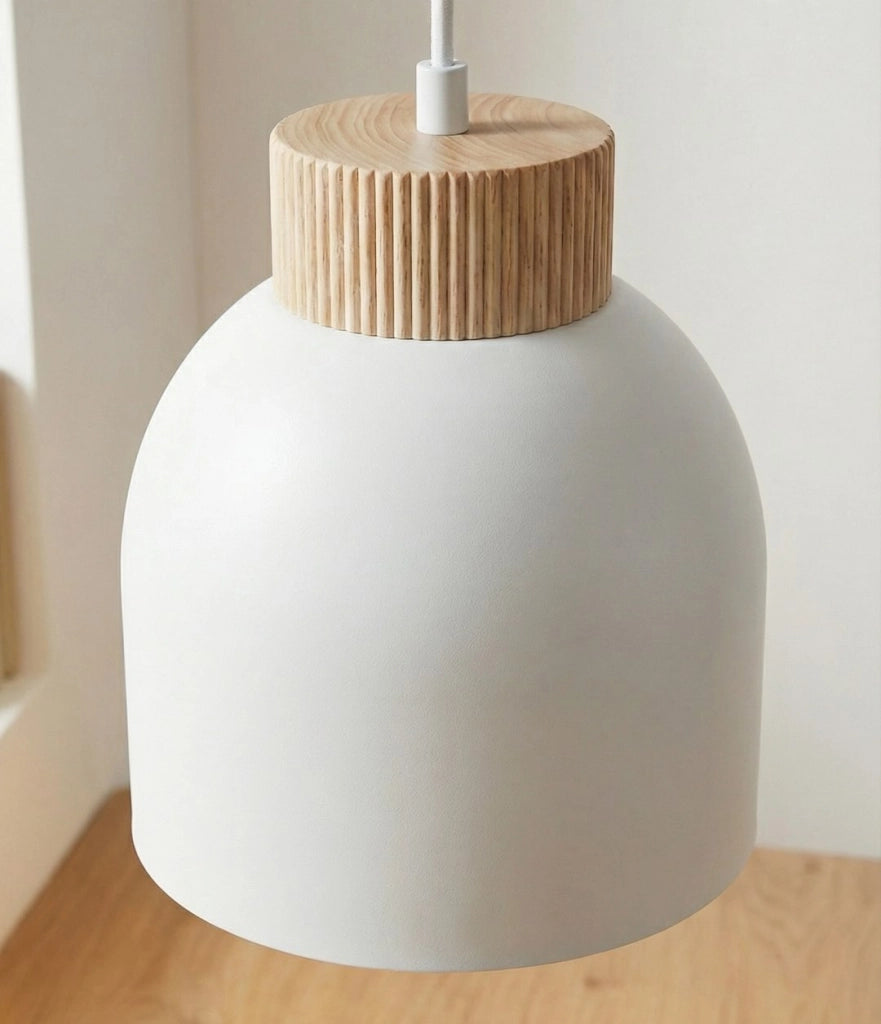 Lampada sospesa KRU bianca legno 1xE27 Emibig