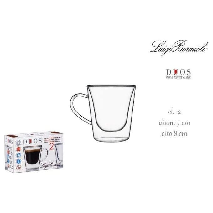 Luigi Bormioli 1441 Tazze da Caffe' Espresso Vetro Termico Doppia Parete Set da 2 pezzi 120 ml