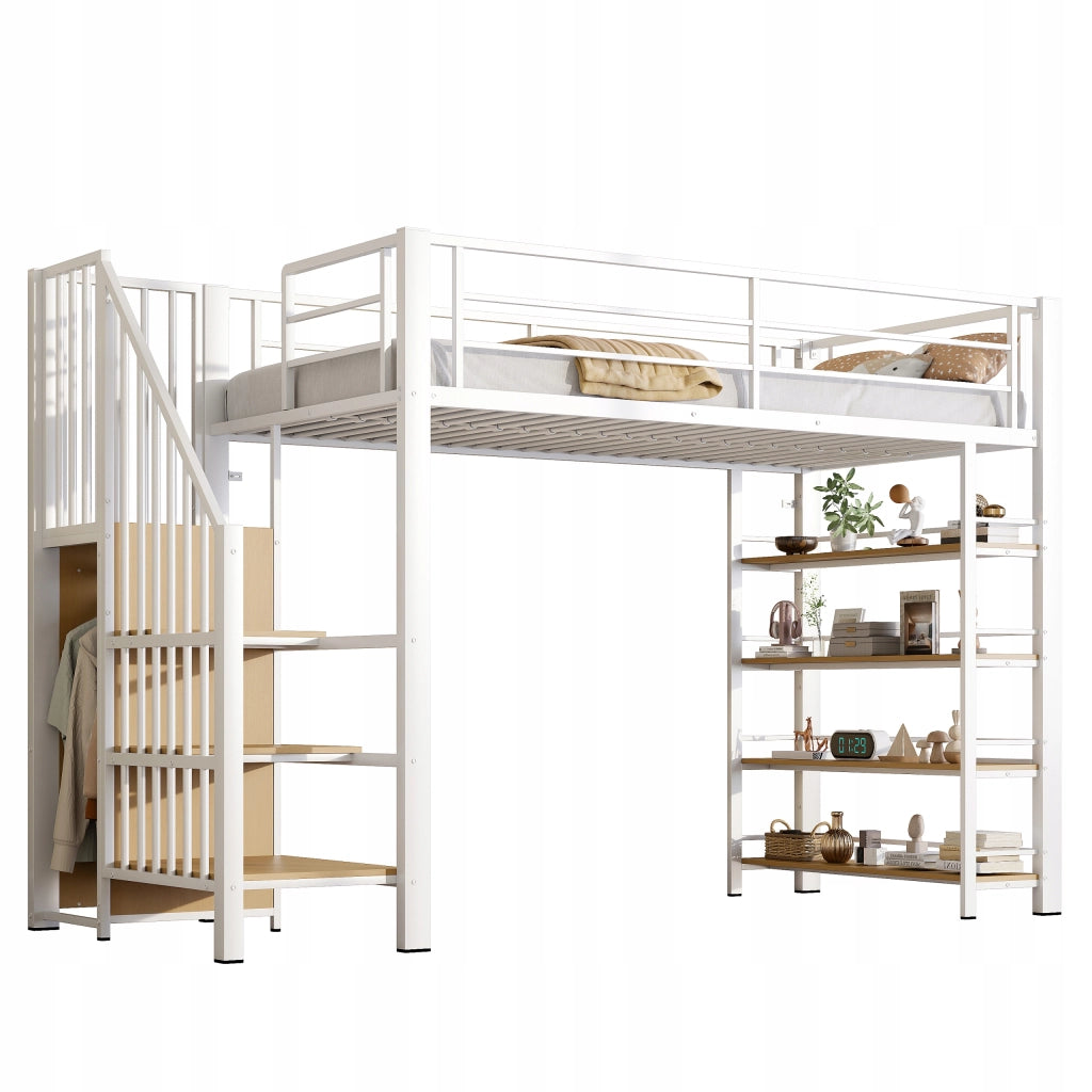 Letto a castello 90x200 - Xylo - Bianco con scala