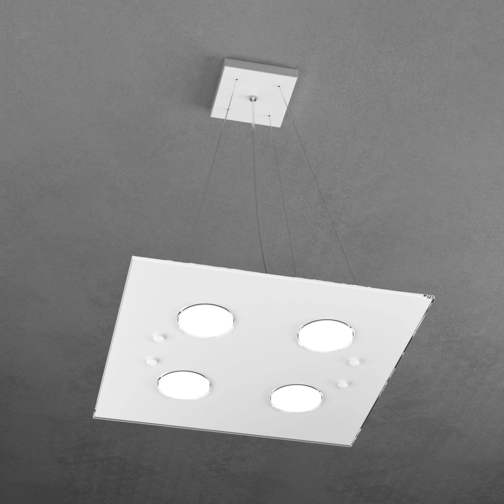 PATH SOSPENSIONE 4+2 LUCI BIEMISSIONE QUADRA BIANCO 1141-S4+2-BI