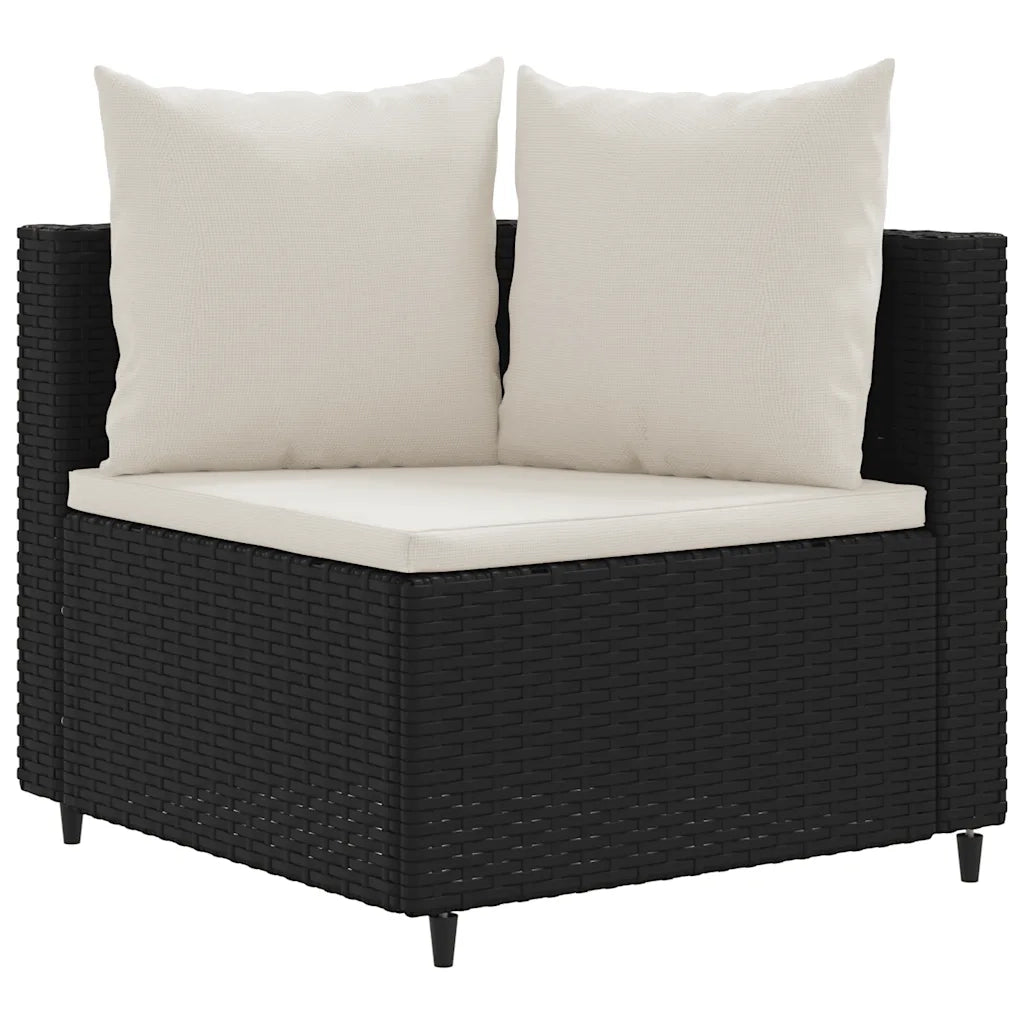 Set Divano da Giardino 6 pz con Cuscini Nero in Polyrattan