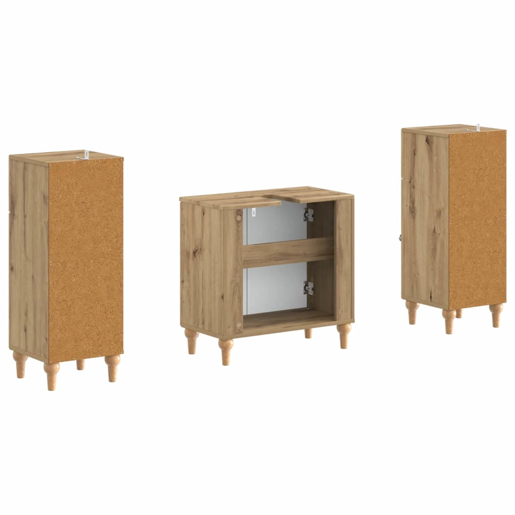 Set di Armadi da Bagno da 2 Pezzi ALKMAAR Rovere Artigianale 3417998